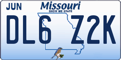 MO license plate DL6Z2K