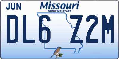 MO license plate DL6Z2M