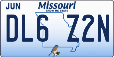 MO license plate DL6Z2N