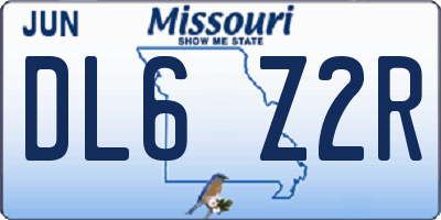 MO license plate DL6Z2R