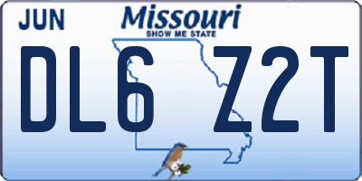 MO license plate DL6Z2T