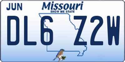 MO license plate DL6Z2W