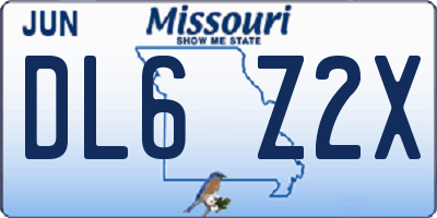MO license plate DL6Z2X