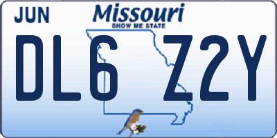 MO license plate DL6Z2Y