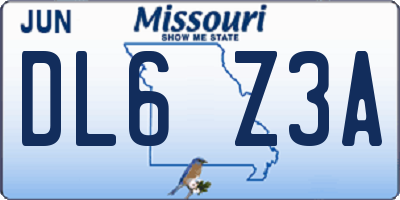 MO license plate DL6Z3A