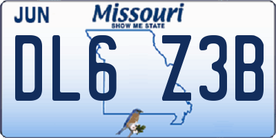 MO license plate DL6Z3B