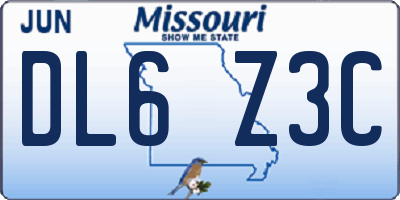MO license plate DL6Z3C