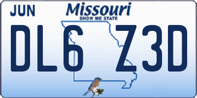 MO license plate DL6Z3D