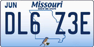 MO license plate DL6Z3E