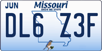 MO license plate DL6Z3F