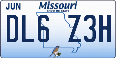 MO license plate DL6Z3H