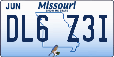 MO license plate DL6Z3I
