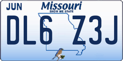 MO license plate DL6Z3J