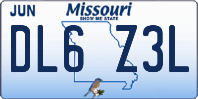 MO license plate DL6Z3L