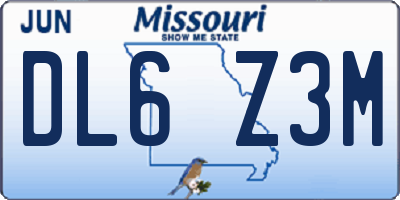 MO license plate DL6Z3M