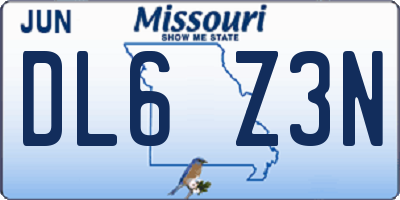 MO license plate DL6Z3N