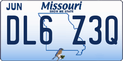 MO license plate DL6Z3Q