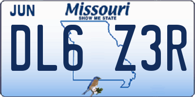 MO license plate DL6Z3R