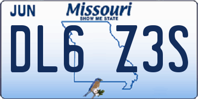 MO license plate DL6Z3S