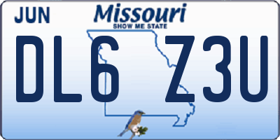 MO license plate DL6Z3U