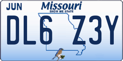 MO license plate DL6Z3Y