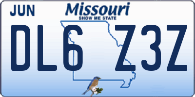 MO license plate DL6Z3Z