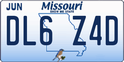 MO license plate DL6Z4D