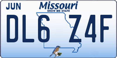 MO license plate DL6Z4F