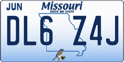 MO license plate DL6Z4J