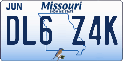 MO license plate DL6Z4K