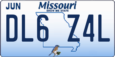 MO license plate DL6Z4L