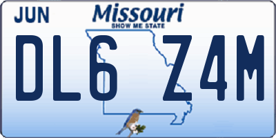 MO license plate DL6Z4M