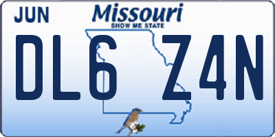 MO license plate DL6Z4N