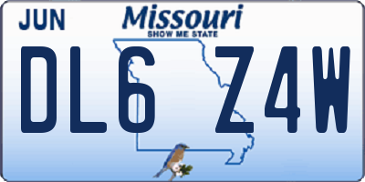 MO license plate DL6Z4W
