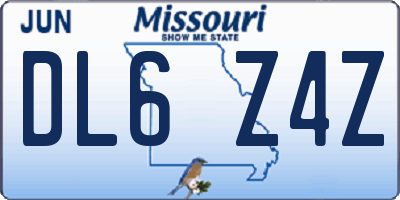 MO license plate DL6Z4Z