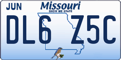 MO license plate DL6Z5C