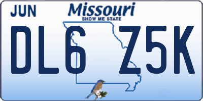 MO license plate DL6Z5K