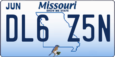 MO license plate DL6Z5N