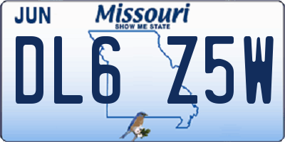 MO license plate DL6Z5W