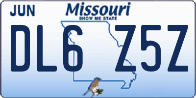 MO license plate DL6Z5Z