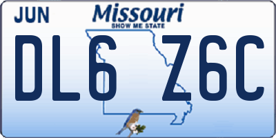 MO license plate DL6Z6C