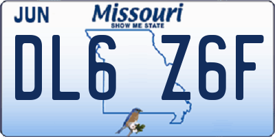 MO license plate DL6Z6F