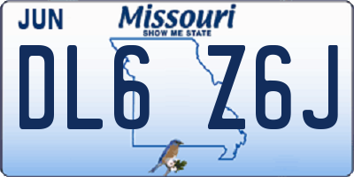 MO license plate DL6Z6J