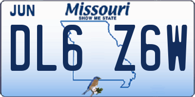 MO license plate DL6Z6W