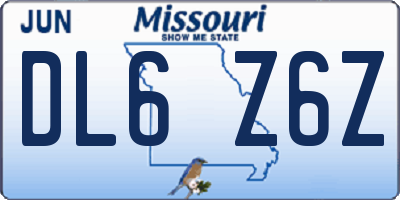 MO license plate DL6Z6Z