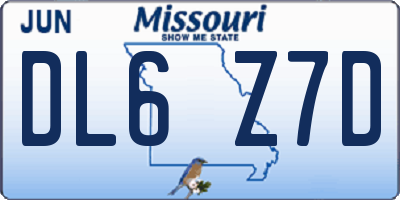 MO license plate DL6Z7D
