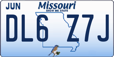 MO license plate DL6Z7J