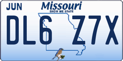 MO license plate DL6Z7X