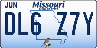 MO license plate DL6Z7Y