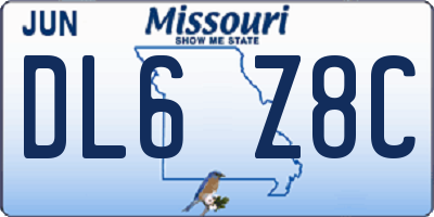 MO license plate DL6Z8C